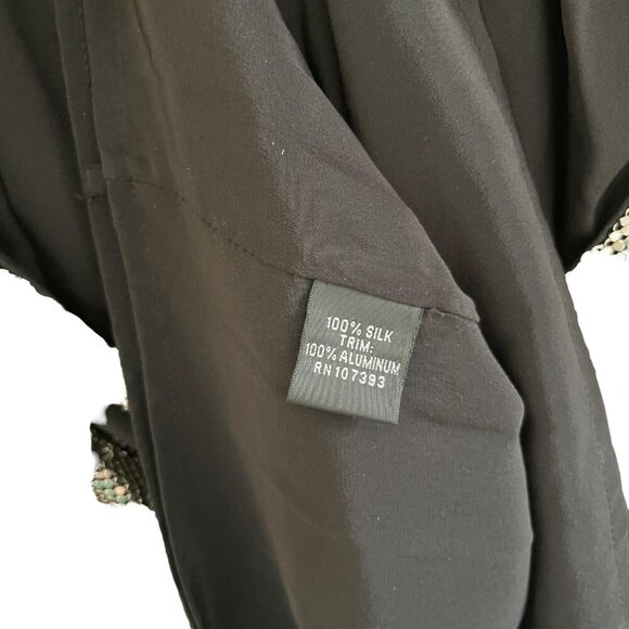 Sheri Bodell Black Silk Sequin Backless Halter Mini Shift Dress Size M - Picture 4 of 10